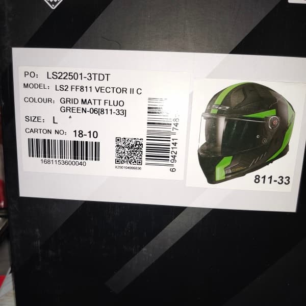 LS2 Vector II Carbon Grid Matt Fluo Green - 1